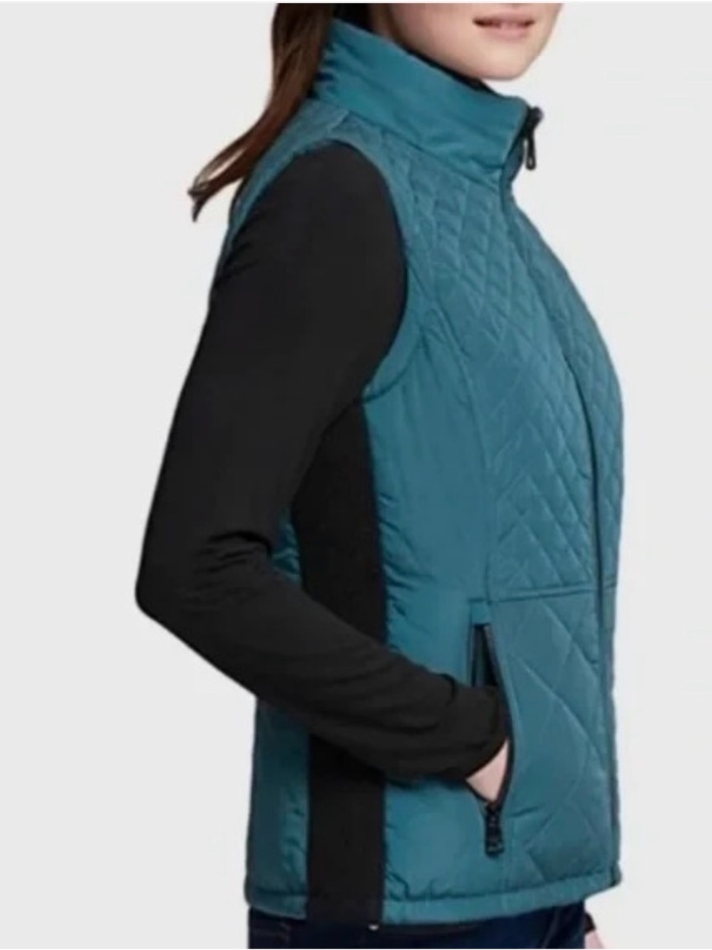 Andrew Marc Quilted Vest | Ribbed Knit Side Panels | Teal | Size L | NWT - Picture 10 of 10